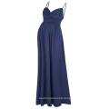 Kate Kasin Sexy Womens Comfortable Spaghetti Straps V-Neck Navy Maxi Maternity Dress KK000674-3